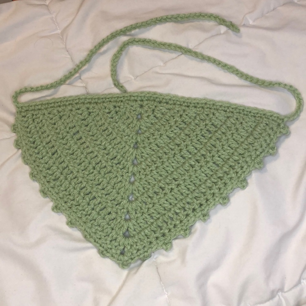 Mint/Pistachio Green Crochet Bandanna ✨Handmade✨